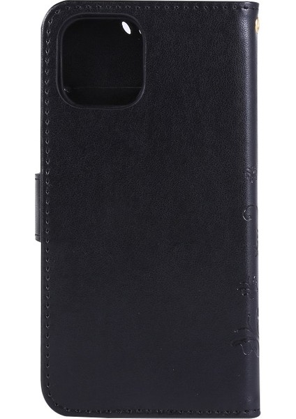 Apple iPhone 11 Için Desenli Cüzdan Tasarımlı Deri Telefon Kılıfı - Siyah (Yurt Dışından)
