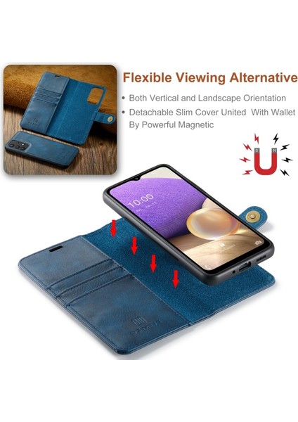 Deri Samsung Galaxy A33 5g Için Telefon Kılıfı - Mavi (Yurt Dışından)