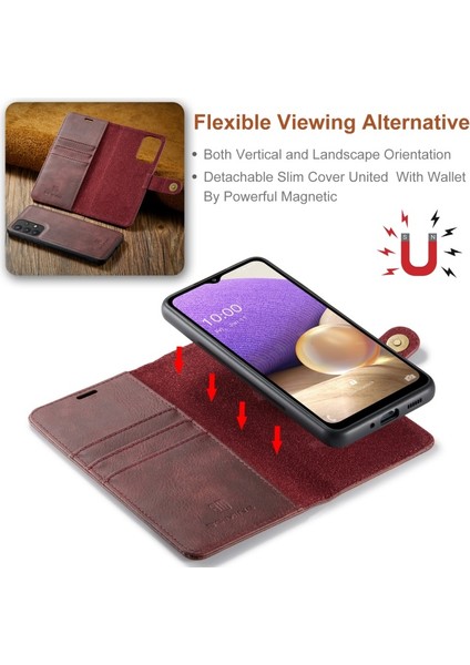Deri Samsung Galaxy A33 5g Için Telefon Kılıfı - Kırmızı (Yurt Dışından)
