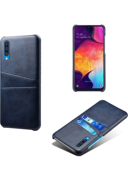 Pu Deri Kaplamalı Samsung Galaxy A50 / A50S / A30S Için Telefon Kılıfı - Mavi (Yurt Dışından)