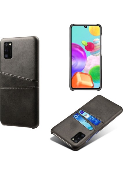 Pu Deri Kaplamalı Samsung Galaxy A41 Için Telefon Kılıfı - Siyah (Yurt Dışından)