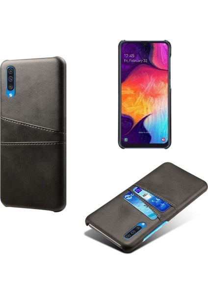 Pu Deri Kaplamalı Samsung Galaxy A50 / A50S / A30S Için Telefon Kılıfı - Siyah (Yurt Dışından)