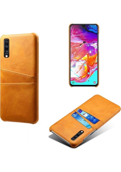 Pu Deri Kaplamalı Samsung Galaxy A70 Için Telefon Kılıfı - Sarı (Yurt Dışından)