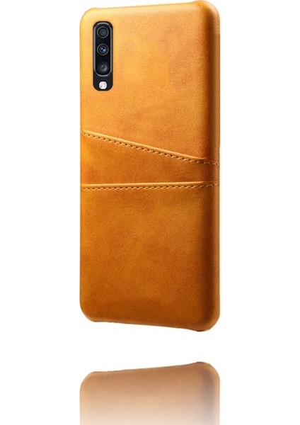 Pu Deri Kaplamalı Samsung Galaxy A70 Için Telefon Kılıfı - Sarı (Yurt Dışından)