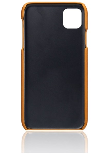 Apple iPhone 11 Pro Max Için Çift Kart Yuvalı Pu Deri Kaplamalı Sert Pc Telefon Kılıfı - Turuncu (Yurt Dışından) modelleri