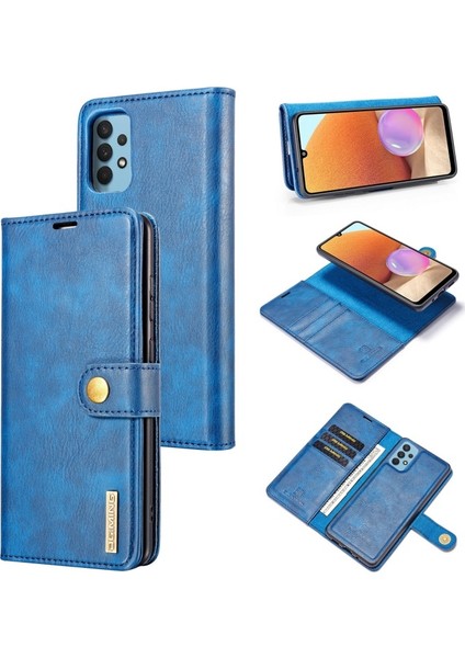 Deri Tpu Samsung Galaxy A32 4g Için Telefon Kılıfı - Mavi (Yurt Dışından)