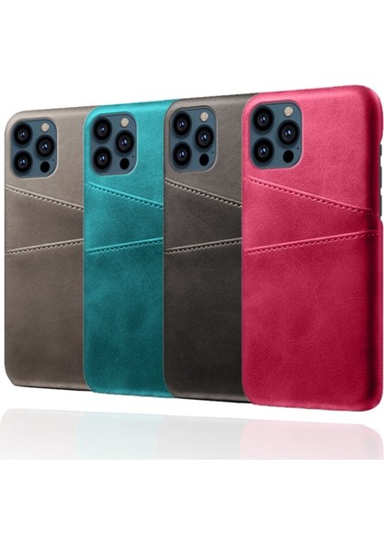 Apple iPhone 13 Pro Max Için Çift Kart Yuvalı Pu Deri Kaplamalı Sert Pc Telefon Kılıfı - Yeşil (Yurt Dışından) fiyatları