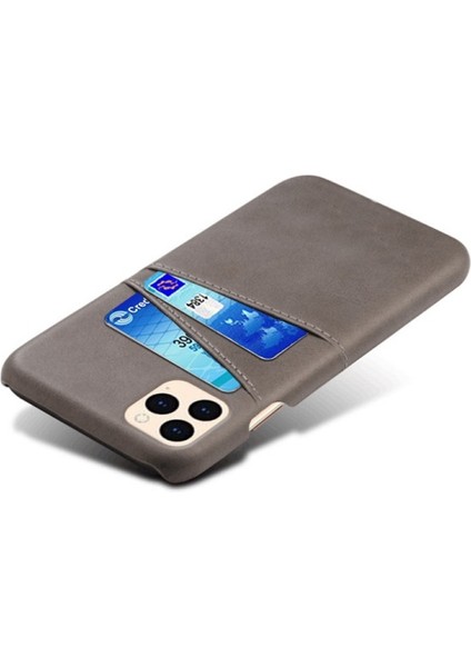 Apple iPhone 12 Mini Için Çift Kart Yuvalı Pu Deri Kaplamalı Pc Telefon Kılıfı - Gri (Yurt Dışından) fırsatları