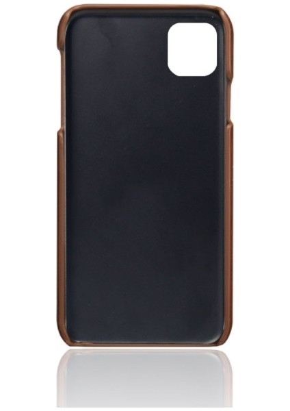 Apple iPhone 11 Pro Max Için Çift Kart Yuvalı Pu Deri Kaplamalı Sert Pc Telefon Kılıfı - Kahverengi (Yurt Dışından) modelleri