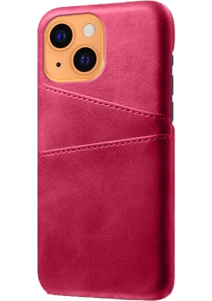 Apple iPhone 13 Mini Için Pu Deri + Pc Çift Kart Yuvalı Telefon Kılıfı - Pembe (Yurt Dışından) modelleri