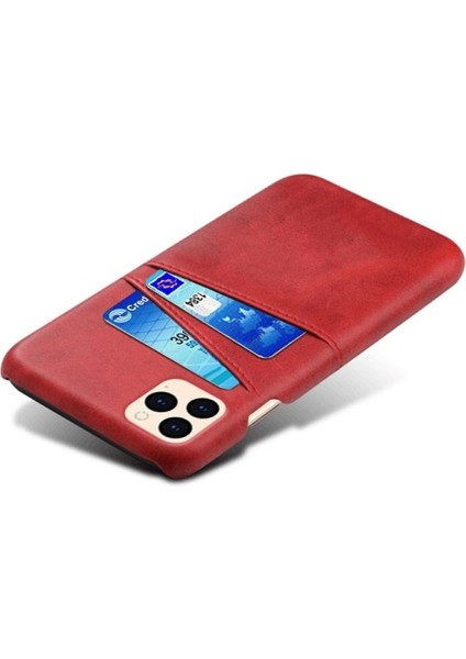 Apple iPhone 12 Mini Için Çift Kart Yuvalı Pu Deri Kaplamalı Pc Telefon Kılıfı - Kırmızı (Yurt Dışından) fırsatları