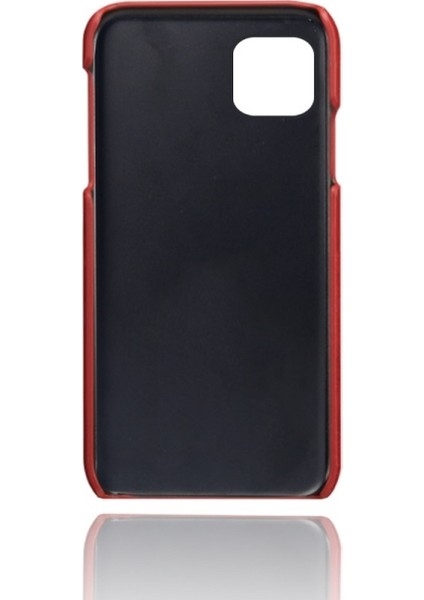 Apple iPhone 12 Mini Için Çift Kart Yuvalı Pu Deri Kaplamalı Pc Telefon Kılıfı - Kırmızı (Yurt Dışından) indirimleri
