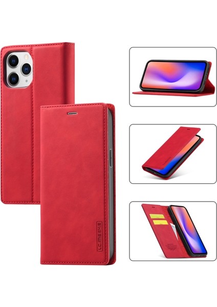 Apple iPhone 13 Pro Max Için Lc Strong Magnetic Serisi Pu Deri Cüzdan Tasarımlı Telefon Kılıfı - Kırmızı (Yurt Dışından) fiyatları