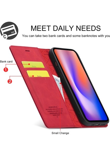 Apple iPhone 13 Pro Max Için Lc Strong Magnetic Serisi Pu Deri Cüzdan Tasarımlı Telefon Kılıfı - Kırmızı (Yurt Dışından) fırsatları