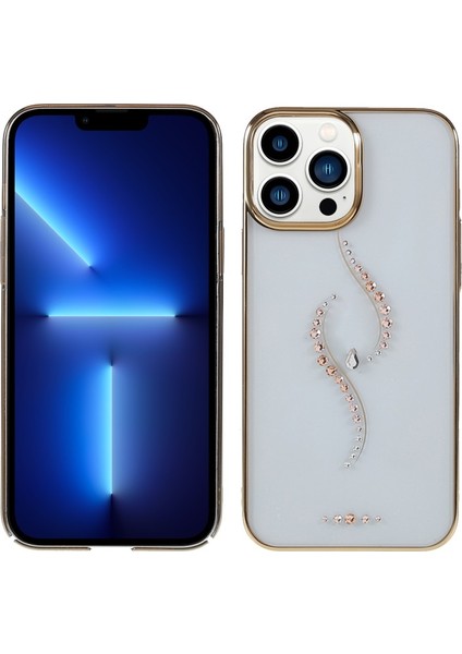 Apple iPhone 13 Pro Için Starry Serisi Yapay Elmaslı Galvanik Lazer Telefon Kılıfı - Altın (Yurt Dışından)