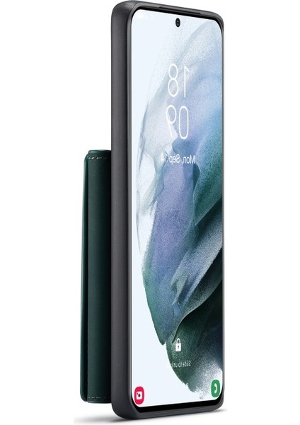 M2 Serisi Deri Samsung Galaxy S21 Ultra 5g Için Telefon Kılıfı - Yeşil (Yurt Dışından)