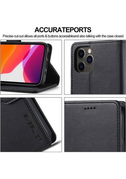 Apple iPhone 12 Pro Max Için Standlı Cüzdan Tasarımlı Deri Telefon Kılıfı - Siyah (Yurt Dışından) modelleri