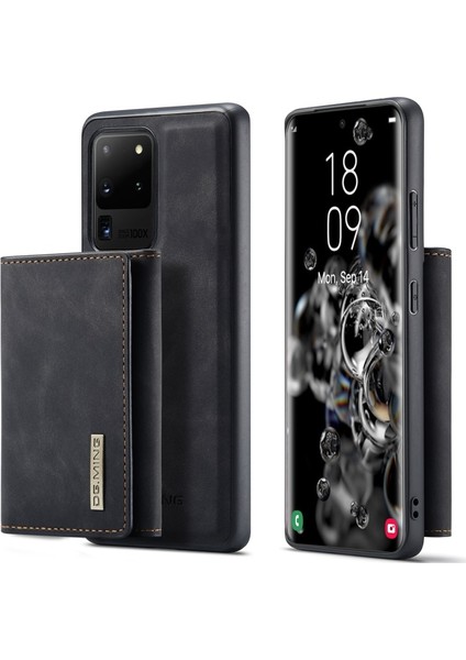 M1 Serisi Deri Kaplamalı Tpu + Pc Hibrit Samsung Galaxy S20 Ultra Için Telefon Kılıfı - Siyah (Yurt Dışından)