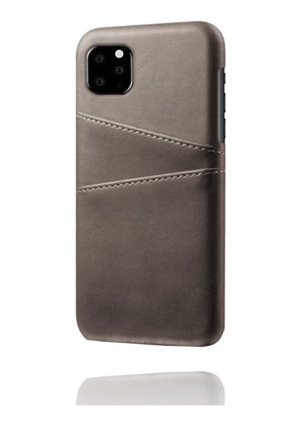 Apple iPhone 11 Pro Max Için Çift Kart Yuvalı Pu Deri Kaplamalı Sert Pc Telefon Kılıfı - Gri (Yurt Dışından) indirimleri