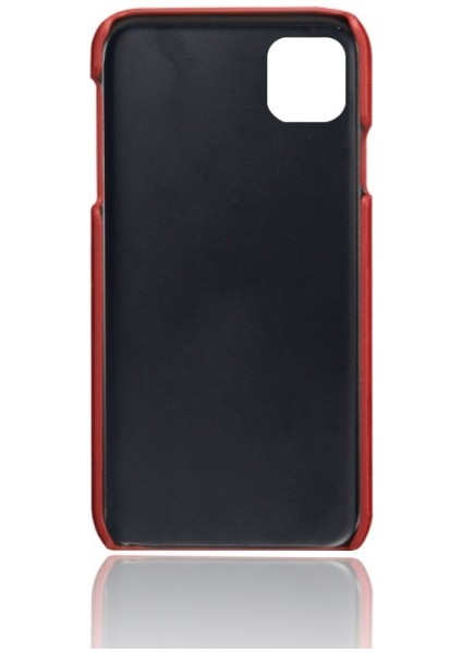 Apple iPhone 11 Için Çift Kart Yuvalı Pu Deri Kaplamalı Sert Pc Telefon Kılıfı - Kırmızı (Yurt Dışından) modelleri