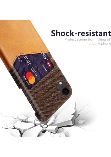 Apple iPhone Xr Için Kart Yuvalı Pc + Pu + Kumaş Hibrit Telefon Kılıfı - Turuncu (Yurt Dışından)