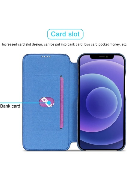 Apple iPhone 13 Pro Için Standlı Kart Yuvalı Vintage Pu Deri Kılıf - Mavi (Yurt Dışından)