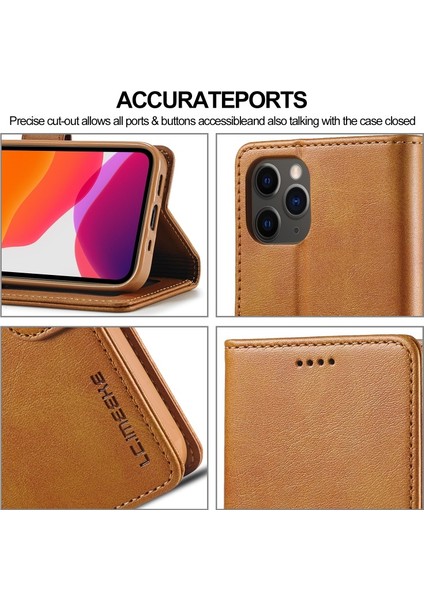 Apple iPhone 12 Pro Max Için Standlı Cüzdan Tasarımlı Deri Telefon Kılıfı - Kahverengi (Yurt Dışından) modelleri