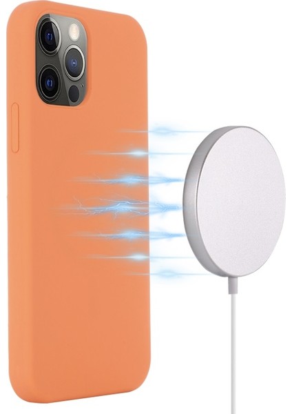 Apple iPhone 13 Pro Max 6.7 Inç Uyumlu Silikon Manyetik Telefon Kılıfı - Turuncu (Yurt Dışından) fırsatları