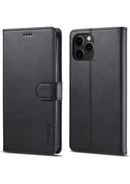 Apple iPhone 12 Mini Için Deri Cüzdan Tasarımlı Standlı Telefon Kılıfı - Siyah (Yurt Dışından)