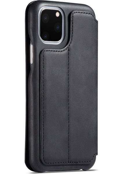 Apple iPhone 11 Pro Için Retro Stil Kartlıklı Standlı Deri Telefon Kılıfı - Siyah (Yurt Dışından)