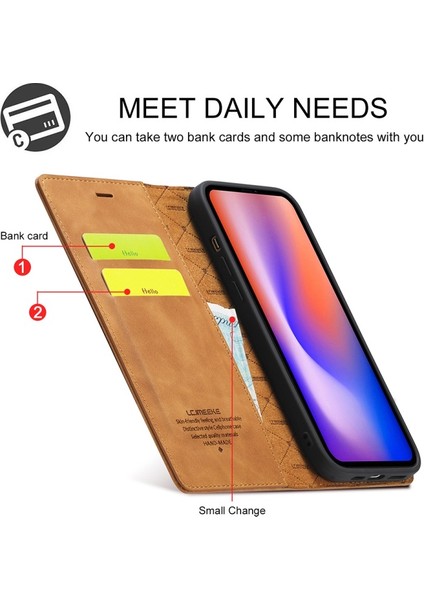 Apple iPhone 12 Için Manyetik Darbeye Dayanıklı Pu Deri Telefon Kılıfı - Kahverengi (Yurt Dışından) fırsatları