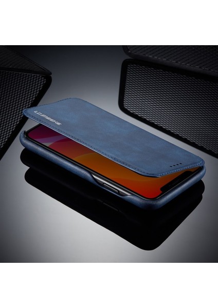 Apple iPhone 11 Için Retro Stil Deri Kartlıklı Telefon Kılıfı - Mavi (Yurt Dışından)