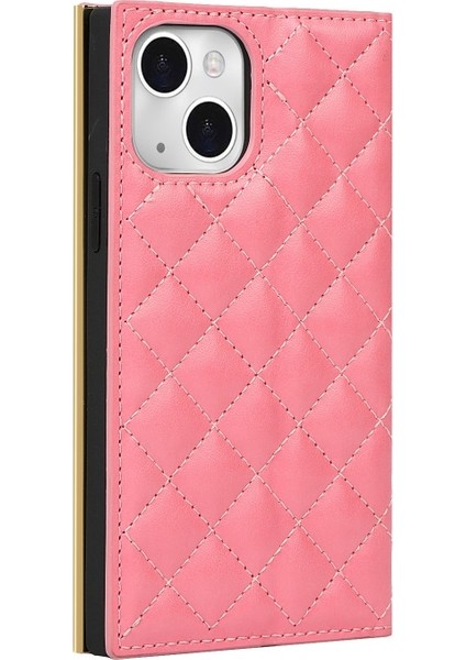 Apple iPhone 13 Mini 5.4 Inç Uyumlu Izgara Desenli Aynalı Pu Deri Telefon Kılıfı - Pembe (Yurt Dışından) indirimleri
