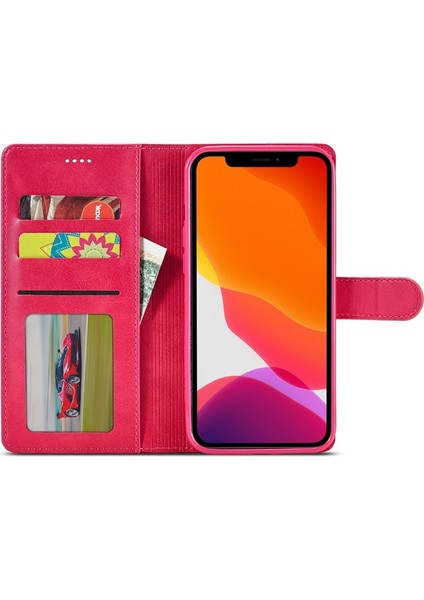 Apple iPhone 13 Için Standlı Cüzdan Tasarımlı Deri Telefon Kılıfı - Kırmızı (Yurt Dışından) indirimleri