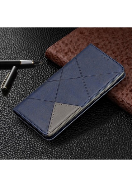 Samsung Galaxy A50 Için Geometrik Desen Deri Telefon Kılıfı (Yurt Dışından)