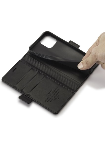 Apple iPhone 13 Pro Max Için Darbeye Dayanıklı Stand Cüzdan Tasarımlı Pu Deri Telefon Kılıfı - Siyah (Yurt Dışından)