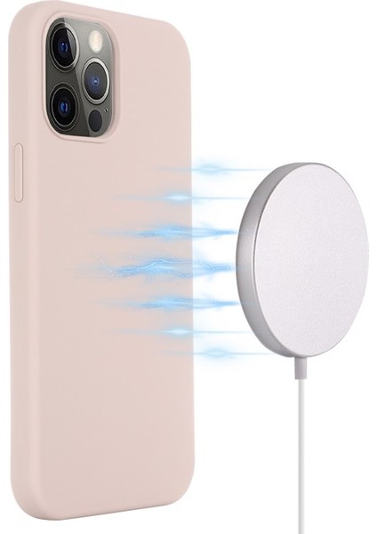 Apple iPhone 13 Pro Max 6.7 Inç Uyumlu Silikon Manyetik Telefon Kılıfı - Açık Pembe (Yurt Dışından)