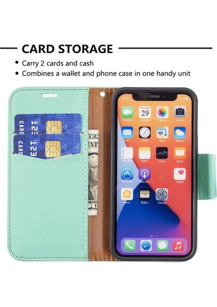 Apple iPhone 13 Mini 5.4 Inç Uyumlu Pu Deri Telefon Kılıfı - Yeşil (Yurt Dışından)