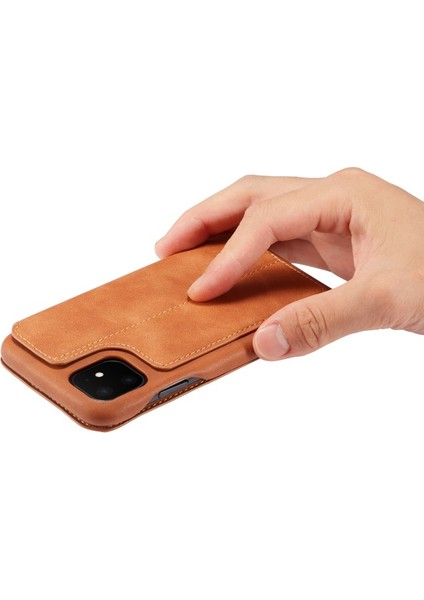 Apple iPhone 11 Için Retro Stil Deri Kartlıklı Telefon Kılıfı - Kahverengi (Yurt Dışından) fiyatları