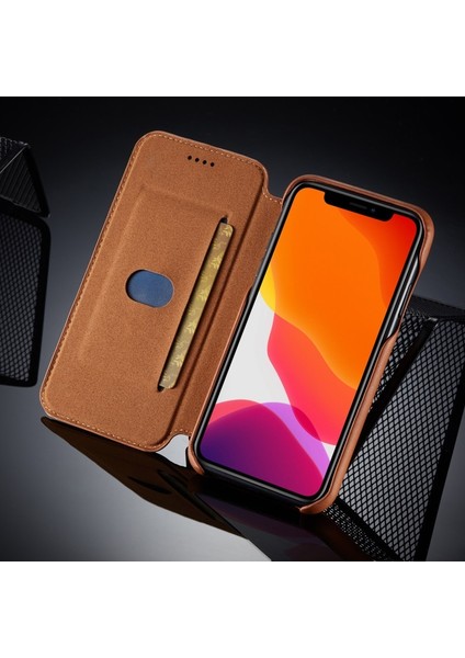 Apple iPhone 11 Için Retro Stil Deri Kartlıklı Telefon Kılıfı - Kahverengi (Yurt Dışından) fırsatları