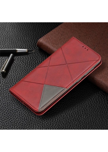 Samsung Galaxy A50 Için Geometrik Desen Deri Telefon Kılıfı (Yurt Dışından)