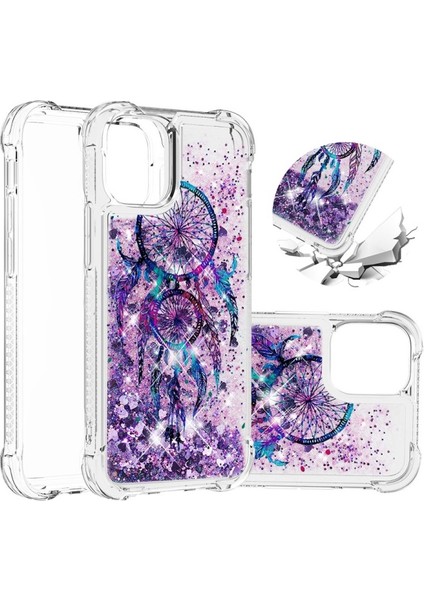 Apple iPhone 12/12 Pro Uyumlu Desen Baskılı Tpu Simli Telefon Kılıfı - Çok Renkli (Yurt Dışından)