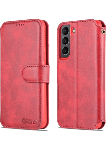 Samsung Galaxy S22 Için Manyetik Tokalı Pu Deri Telefon Kılıfı (Yurt Dışından)