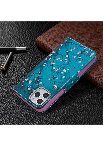 Apple iPhone 12/12 Pro Uyumlu Desen Baskılı Deri Cüzdan Telefon Kılıfı - Çok Renkli (Yurt Dışından)