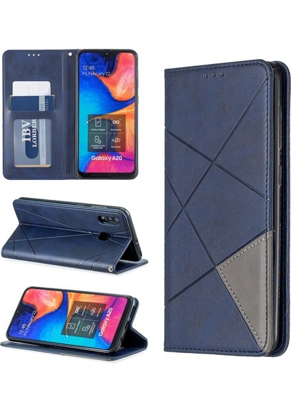 Samsung Galaxy A20 Geometrik Desen Deri Telefon Kılıfı (Yurt Dışından)