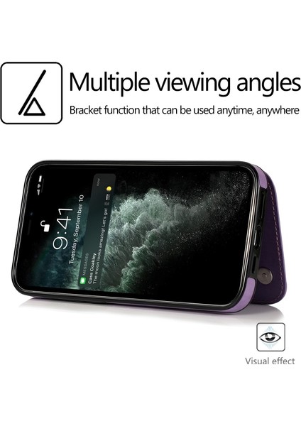 Apple iPhone 13 Pro Max Için Çiçek Baskılı Kartlıklı Çizilmeye Dayanıklı Pu Deri Kaplamalı Tpu Koruyucu Kılıf - Kahverengi (Yurt Dışından)