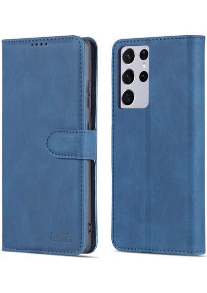 Samsung Galaxy S21 Ultra Için Manyetik Pu Deri Telefon Kılıfı (Yurt Dışından)