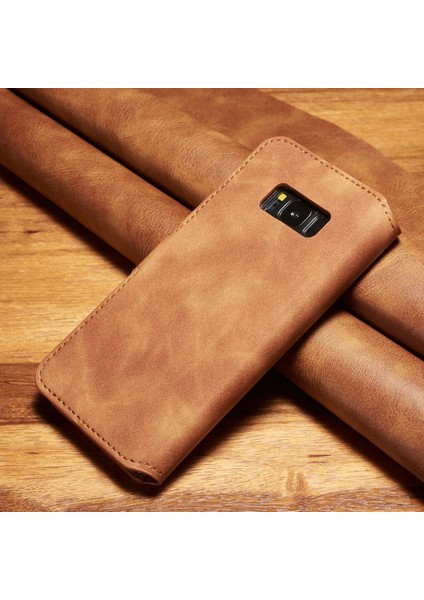 Deri Samsung Galaxy S8 Plus Için Telefon Kılıfı - Kahverengi (Yurt Dışından)
