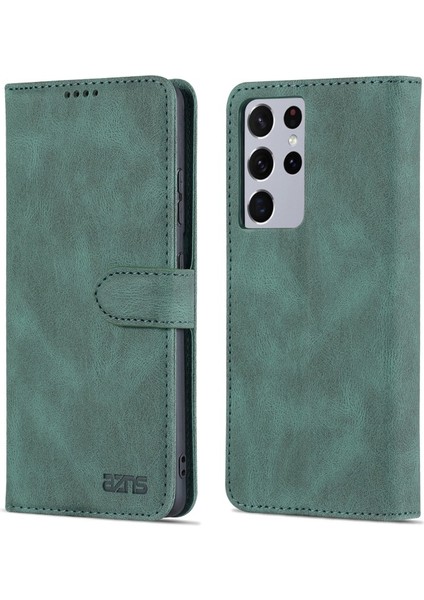 Samsung Galaxy S21 Ultra Için Manyetik Pu Deri Telefon Kılıfı (Yurt Dışından)