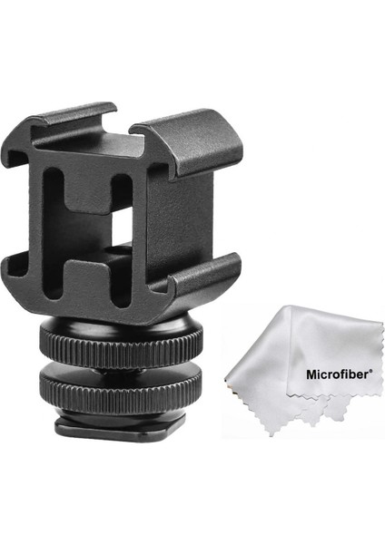 Dslr ve Aynasız Makineler Için 3 Hotshoe Bağlantılı Işık Flaş LED Ekran Mikrofon Bağlantı Adaptörü